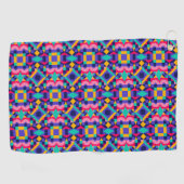 Levendig geometrisch patroon met roze golfhanddoek (Horizontaal)