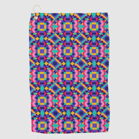 Levendig geometrisch patroon met roze golfhanddoek (Voorkant)