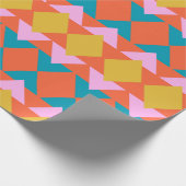 Levendig geometrisch patroon Modern Oranje blauw Cadeaupapier (Hoek)