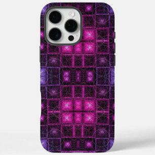 Levendig Geometrisch Patroon Neon Paars Roze Kubus iPhone 16 Pro Max Hoesje