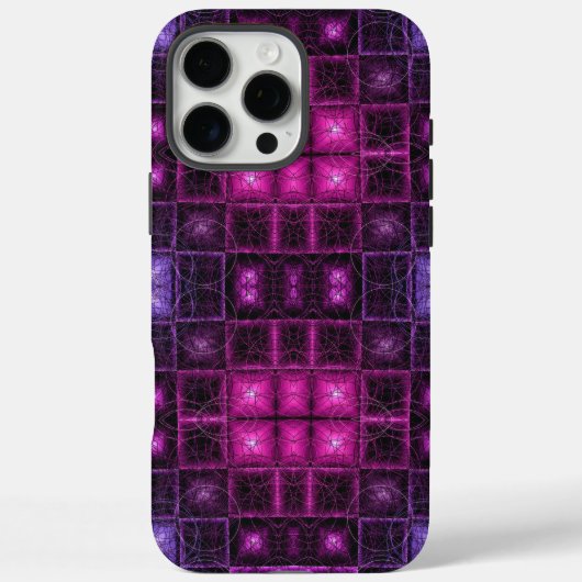 Levendig Geometrisch Patroon Neon Paars Roze Kubus Case-Mate iPhone Case (Achterkant)