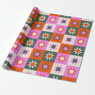Levendig geometrisch sterpatroon cadeaupapier