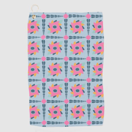 Levendig geometrisch tegelontwerp golfhanddoek (Voorkant)