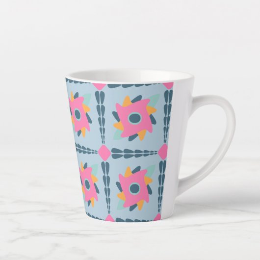 Levendig geometrisch tegelontwerp latte mok (Rechts)