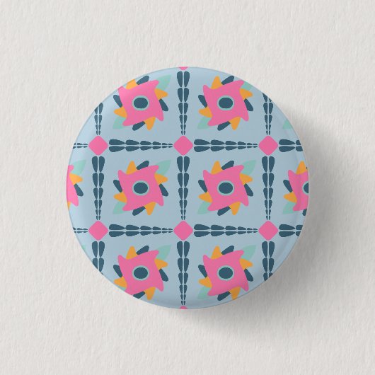 Levendig geometrisch tegelontwerp ronde button 3,2 cm (Voorkant)