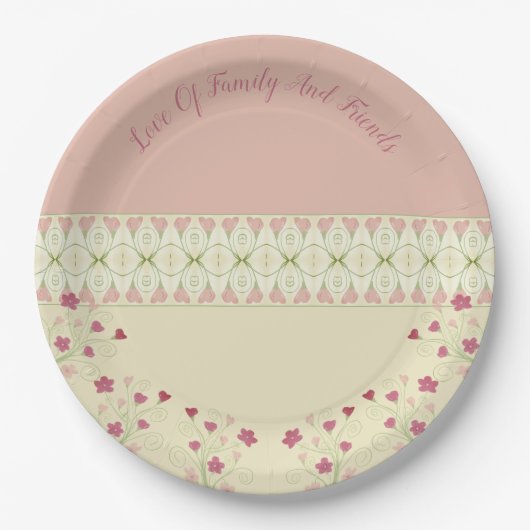 Levendig gepatenteerd design met hart papieren bordje (Voorkant)
