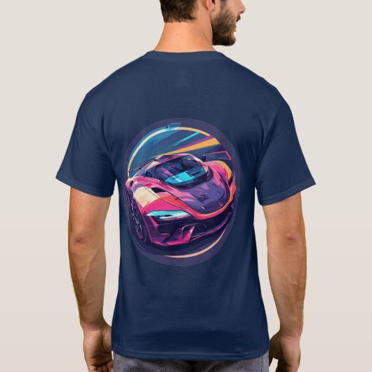 Levendig gerenderde sportwagen t-shirt (Achterkant)