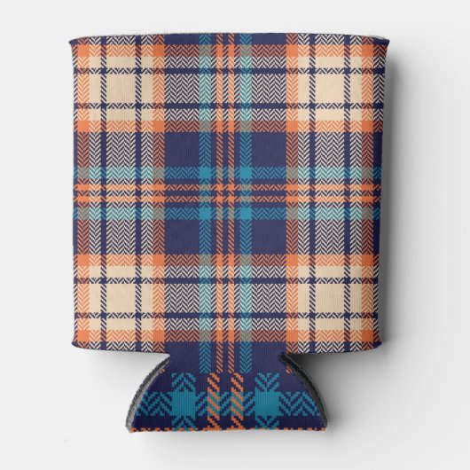 Levendig geruit: herfst textiel ontwerp blikjeskoeler (Voorkant)