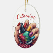 Levendig geschenk voor manicuristen aangepaste naa keramisch ornament (Links)