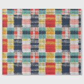 Levendig Geweven Plakken - Retro Boho Geruit Patro Cadeaupapier (Vlak)