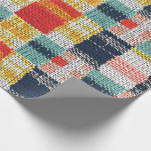 Levendig Geweven Plakken - Retro Boho Geruit Patro Cadeaupapier (Hoek)