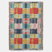 Levendig Geweven Plakken - Retro Boho Geruit Patro Deken (Voorkant Verticaal)