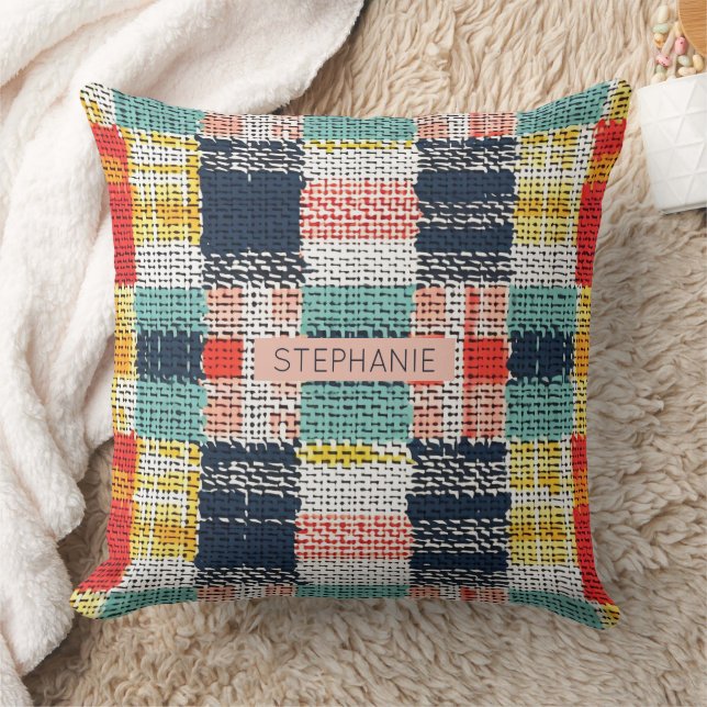 Levendig Geweven Plakken - Retro Boho Geruit Patro Kussen (Deken)