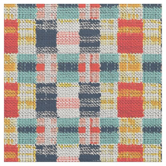 Levendig Geweven Plakken - Retro Boho Geruit Patro Stof (Close Up)