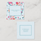 Levendig Girly Roze Bloemen Patroon op Mint Vierkante Visitekaartje (Voorkant / Achterkant)