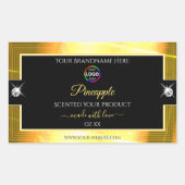 Levendig Glanzend Sinaasappel Zwart met Logo Produ Rechthoekige Sticker (Voorkant)