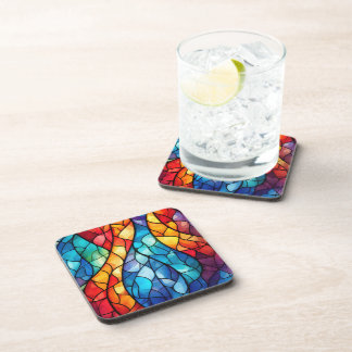 Levendig Glas in lood Abstract Hard Plastic Bier Onderzetter