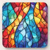 Levendig Glas in lood Abstract Hard Plastic Bier Onderzetter (Voorkant)