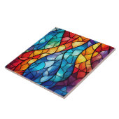 Levendig Glas in lood Abstracte Keramische Tegel Tegeltje (Zijkant)