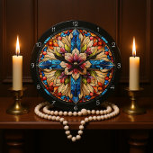 Levendig Glas in lood Bloemenkruis Grote Klok