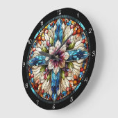 Levendig Glas in lood Bloemenkruis Grote Klok (Hoek)