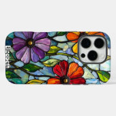 Levendig Glas in lood Bloemenmozaïek Case-Mate iPhone Case (Achterkant (horizontaal))