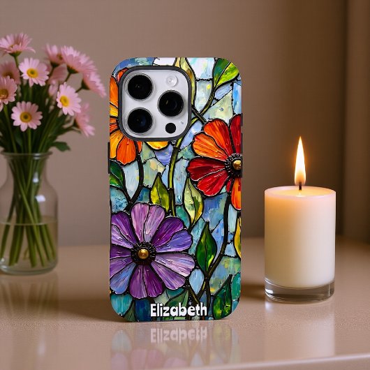 Levendig Glas in lood Bloemenmozaïek Case-Mate iPhone Case