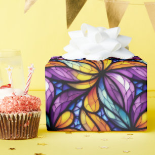 Levendig Glas in lood Floral: kleurrijk design Cadeaupapier