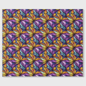 Levendig Glas in lood Floral: kleurrijk design Cadeaupapier (Vlak)