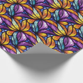 Levendig Glas in lood Floral: kleurrijk design Cadeaupapier (Hoek)