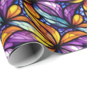 Levendig Glas in lood Floral: kleurrijk design Cadeaupapier (Rol Hoek)