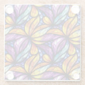 Levendig Glas in lood Floral: kleurrijk design Glazen Onderzetter (Achterkant)