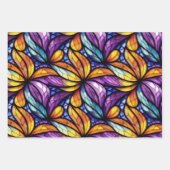 Levendig Glas in lood Floral: kleurrijk design Inpakpapier Vel (Voorkant 3)