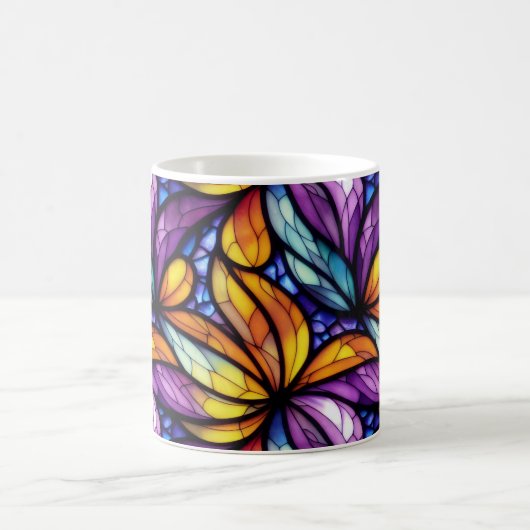 Levendig Glas in lood Floral: kleurrijk design Koffiemok (Center)