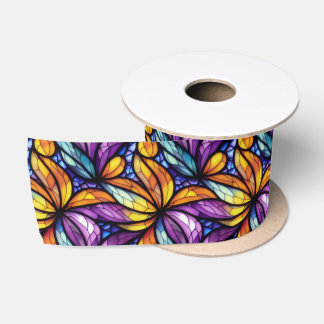 Levendig Glas in lood Floral: kleurrijk design Satijnen Lint