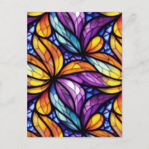 Levendig Glas in lood Floral: kleurrijk design Uitnodiging Briefkaart