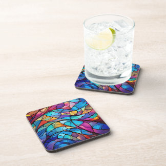 Levendig Glas in lood Flow Abstract Hard Plastic Bier Onderzetter