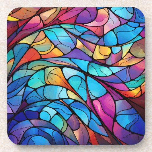 Levendig Glas in lood Flow Abstract Hard Plastic Bier Onderzetter (Voorkant)