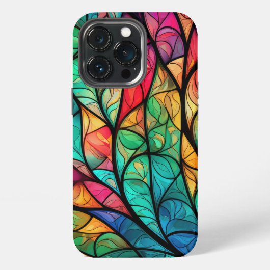 Levendig Glas in lood gebladerte iPhone Hoesje (Achterkant)