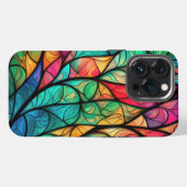 Levendig Glas in lood gebladerte iPhone Hoesje (Achterkant horizontaal)