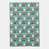 Levendig Glas in lood Holly en Kaarspatroon Theedoek (Verticaal)