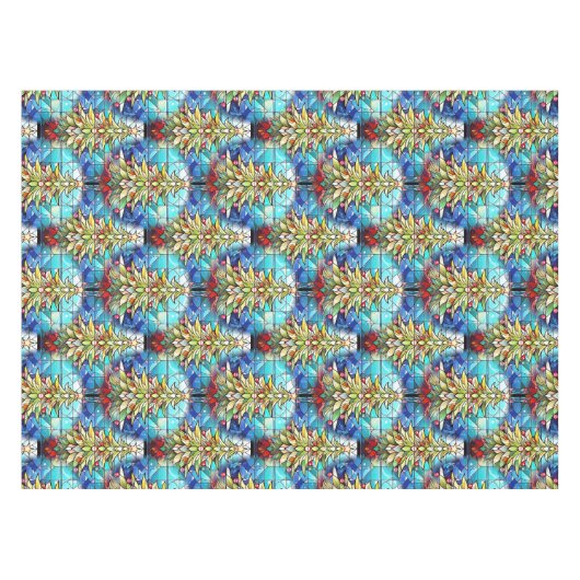 Levendig Glas in lood kerstboompatroon Tafelkleed (Voorkant (Horizontaal))