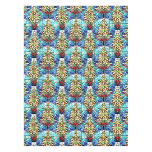 Levendig Glas in lood kerstboompatroon Tafelkleed (Voorkant)