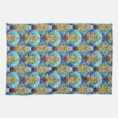 Levendig Glas in lood kerstboompatroon Theedoek (Horizontaal)