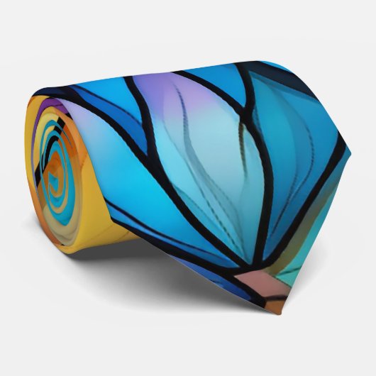 Levendig Glas in lood, kleurrijk, flitsend Stropdas (Opgerold)