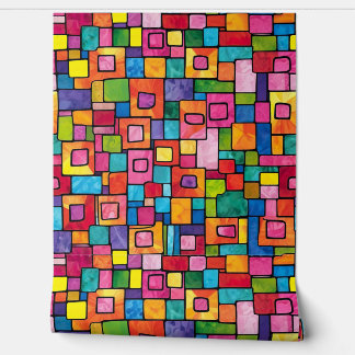 Levendig Glas in lood mozaïekpatroon Behang