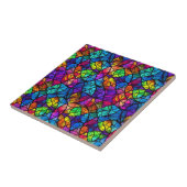 Levendig Glas in lood regenboogpatroon Tegeltje (Zijkant)
