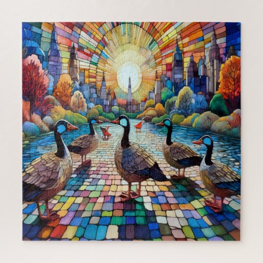 Levendig Glas in lood stadsbeeld Legpuzzel (Verticaal)