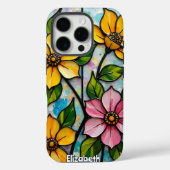 Levendig Glazen in lood bloemenpaneel Case-Mate iPhone Case (Achterkant)