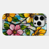 Levendig Glazen in lood bloemenpaneel Case-Mate iPhone Case (Achterkant (horizontaal))
